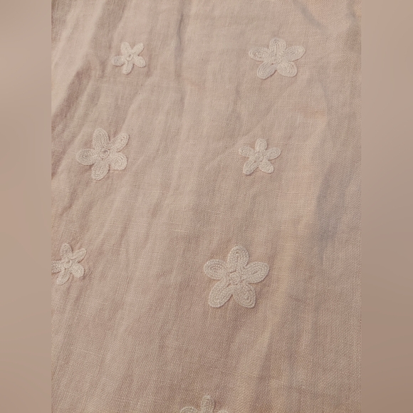 Terzo Millennio Italian Made Soft Pink Floral Embroidered 100% Linen Hi-Low Top - Picture 7 of 8